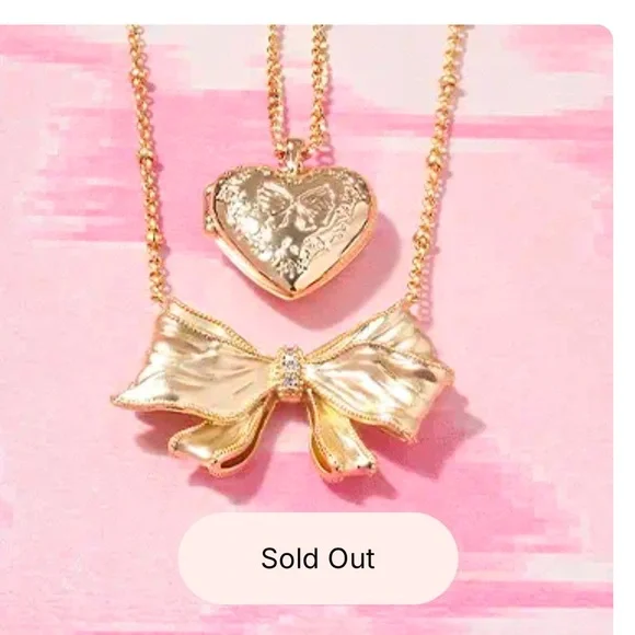 Kendra Scott x 🎀 LoveShackFancy Gold Locket Necklace new w/ pink dustbag - Picture 8 of 11